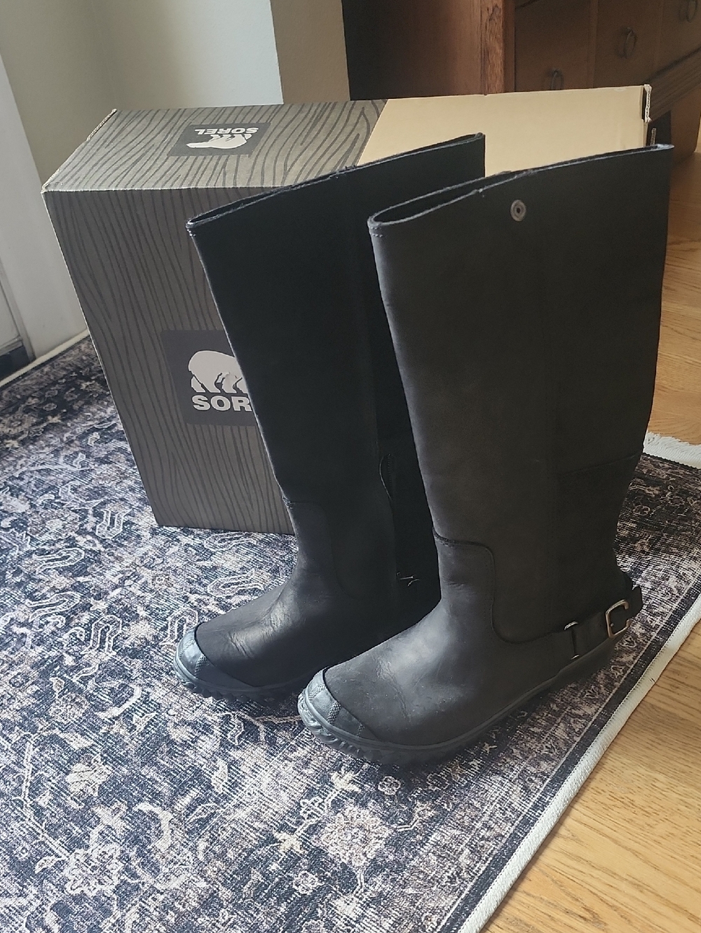 Sorel Black Mid-Calf Waterproof Leather Boots